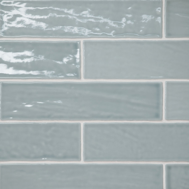 Marin Misty Blue Glossy Ceramic Rectangular Wall Tile