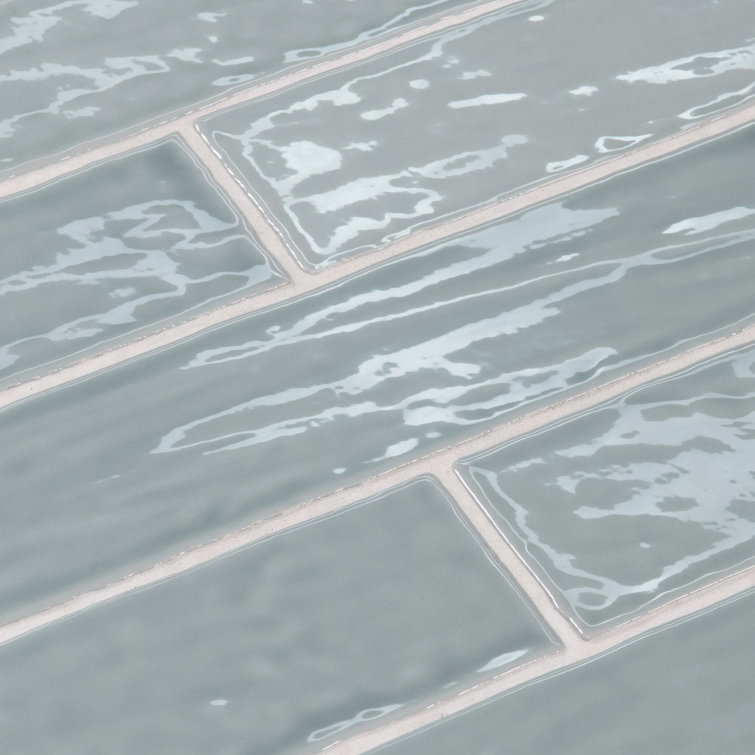 Marin Misty Blue Glossy Ceramic Rectangular Wall Tile