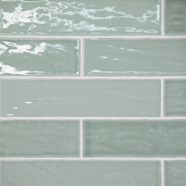 Marin 2.5" x 10" Aloe Green Glossy Ceramic Wall Tile