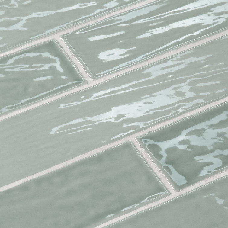 Marin 2.5" x 10" Aloe Green Glossy Ceramic Wall Tile