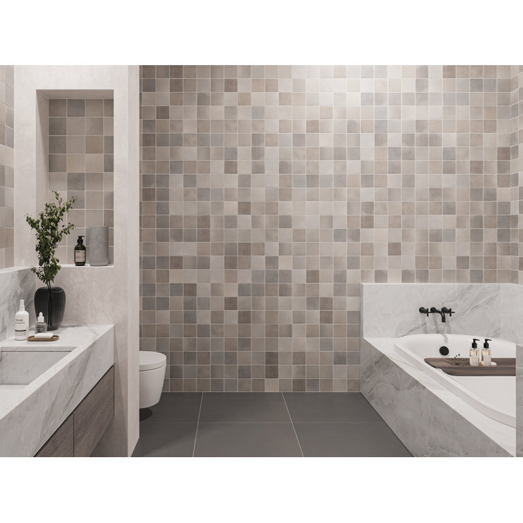 Celine 4" x 4" Gray Porcelain Matte Mosaic Tile