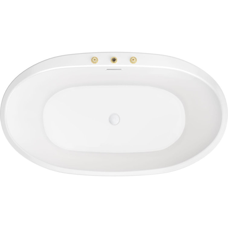 White 59'' Freestanding Acrylic Soaking Bathtub