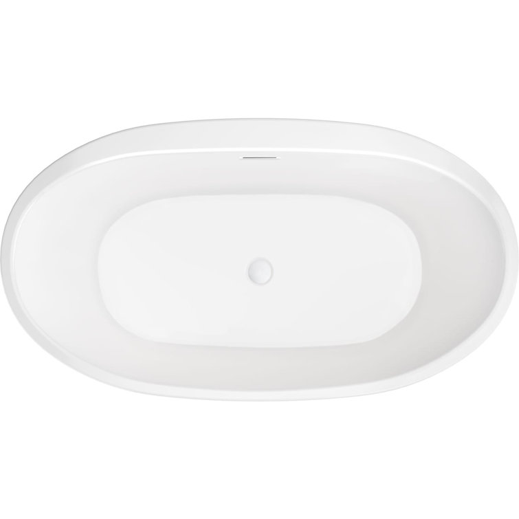 White 59'' Freestanding Acrylic Soaking Bathtub