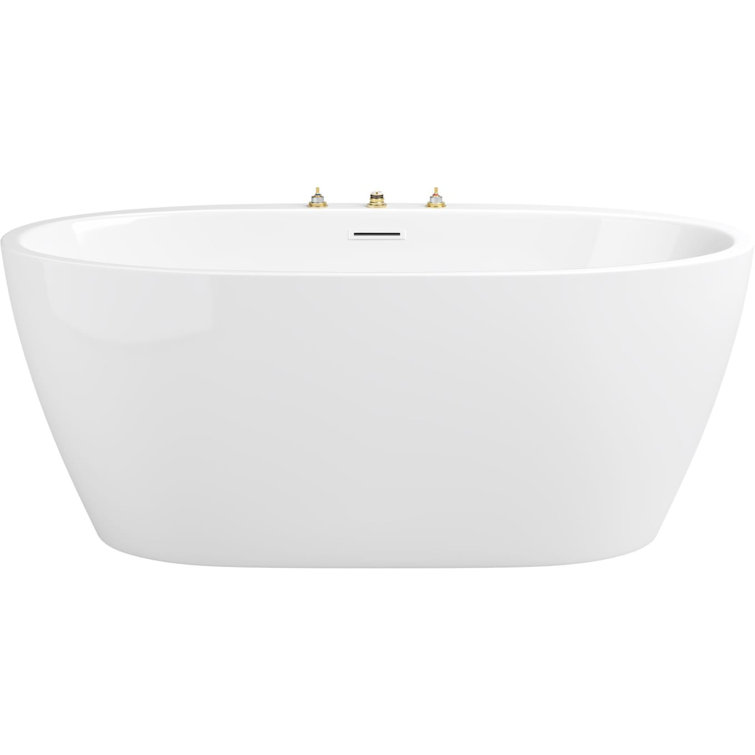 White 59'' Freestanding Acrylic Soaking Bathtub
