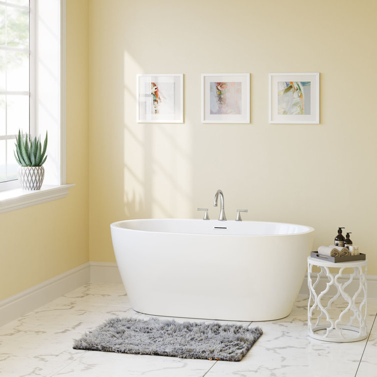 White 59'' Freestanding Acrylic Soaking Bathtub