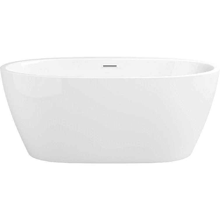 White 59'' Freestanding Acrylic Soaking Bathtub