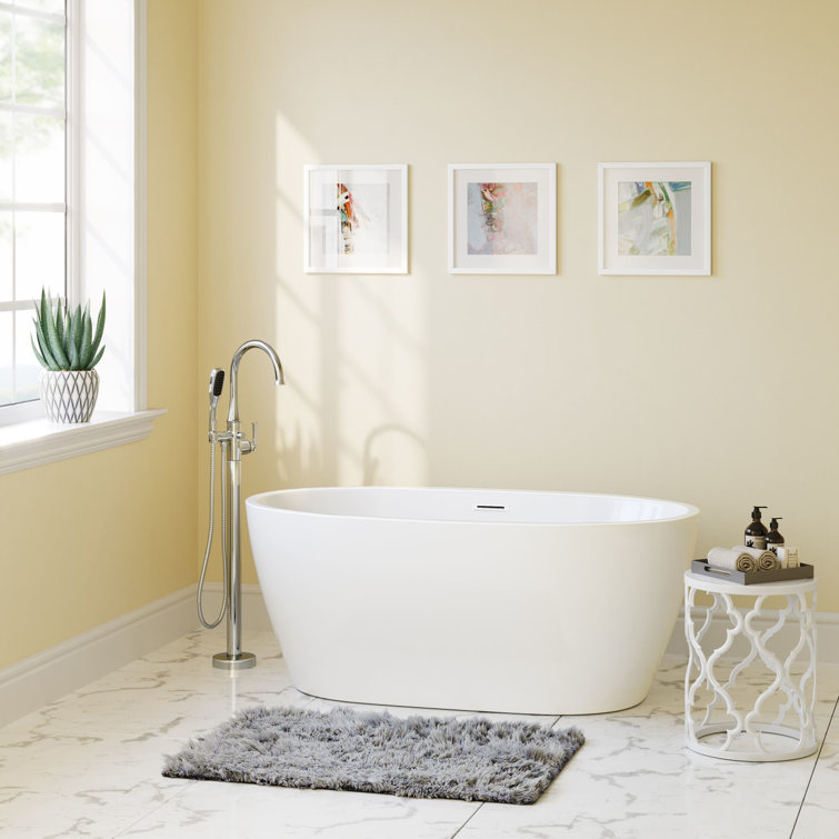 White 59'' Freestanding Acrylic Soaking Bathtub