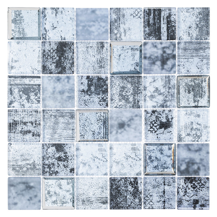 Elwood 2" Gray and Black Glass Mosaic Wall Tile