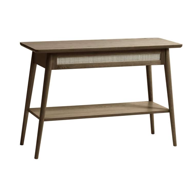 Smoked Oak Mid-Century Console Table with Storage