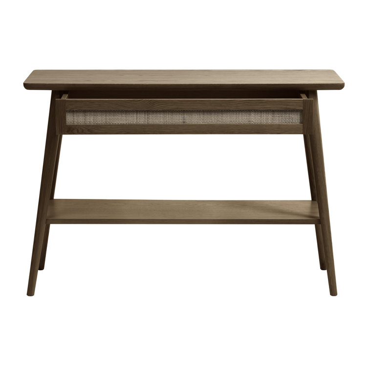 Smoked Oak Mid-Century Console Table with Storage
