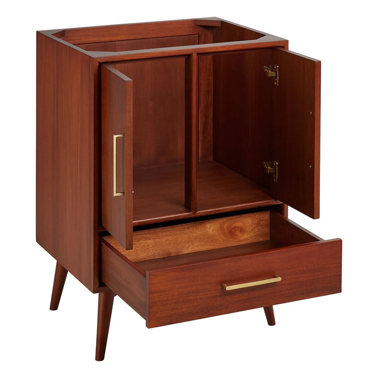 Natural Teak 24" Single Bathroom Vanity with Carrara Marble Top