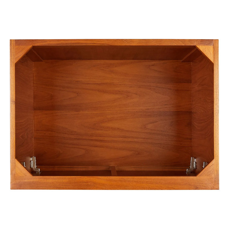 Natural Teak Single Bathroom Vanity with Brass Handles