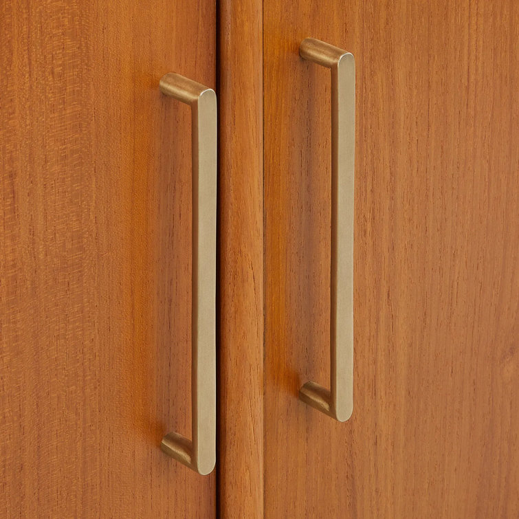Natural Teak Single Bathroom Vanity with Brass Handles