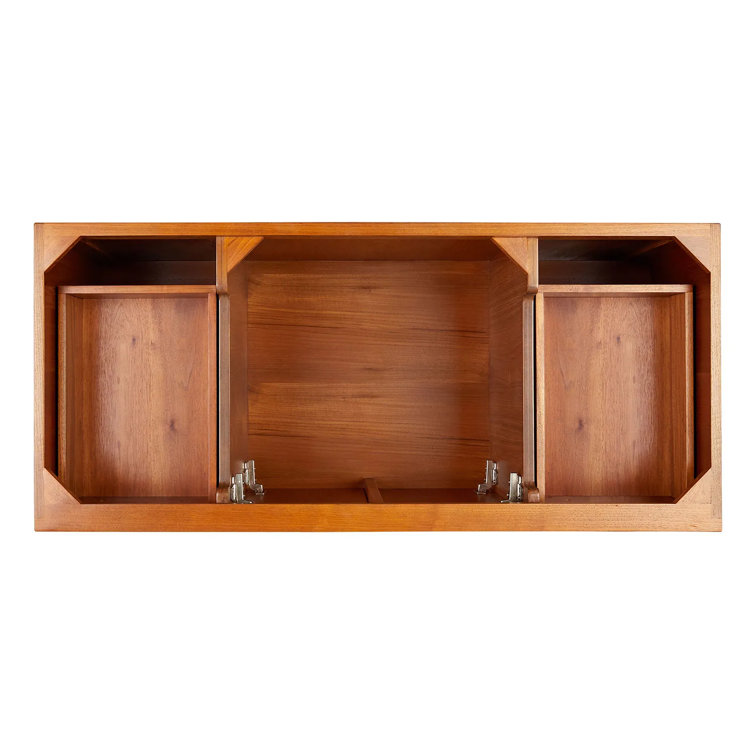 Novak 48" Natural Teak Single Vanity Cabinet with Brass Hardware