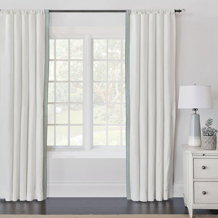 Ivory Linen Room Darkening Rod Pocket Curtain Panel