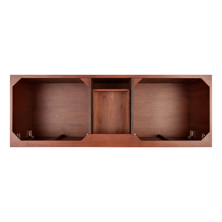 60" Natural Teak Double Vanity with Arctic White Quartz Top