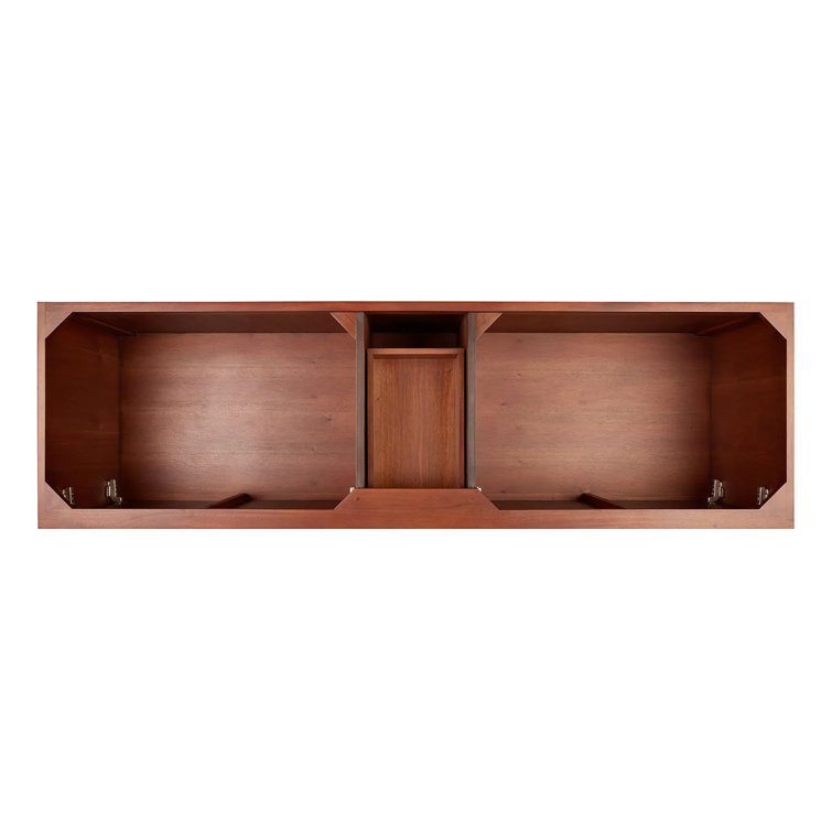 72" Natural Teak Double Vanity with Carrara Marble Top