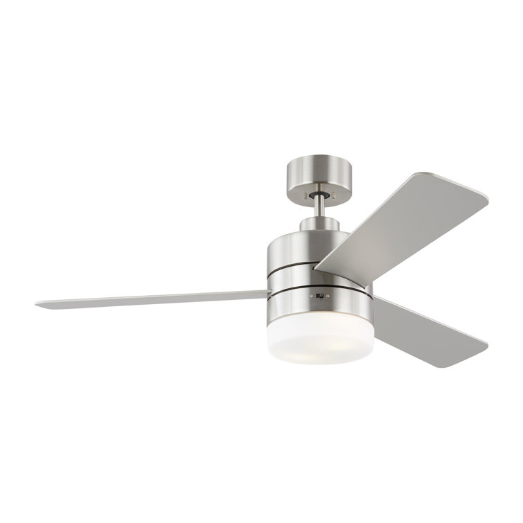 Brushed Silver 44'' Ceiling Fan with Light and Remote
