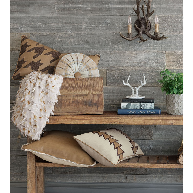 Cocoa Houndstooth Faux Leather Lumbar Pillow