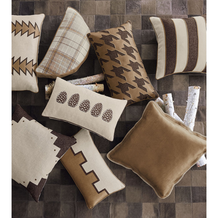 Cocoa Houndstooth Faux Leather Lumbar Pillow
