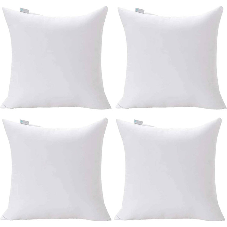 White 16x16 Square Polyester Pillow Inserts Set of 4