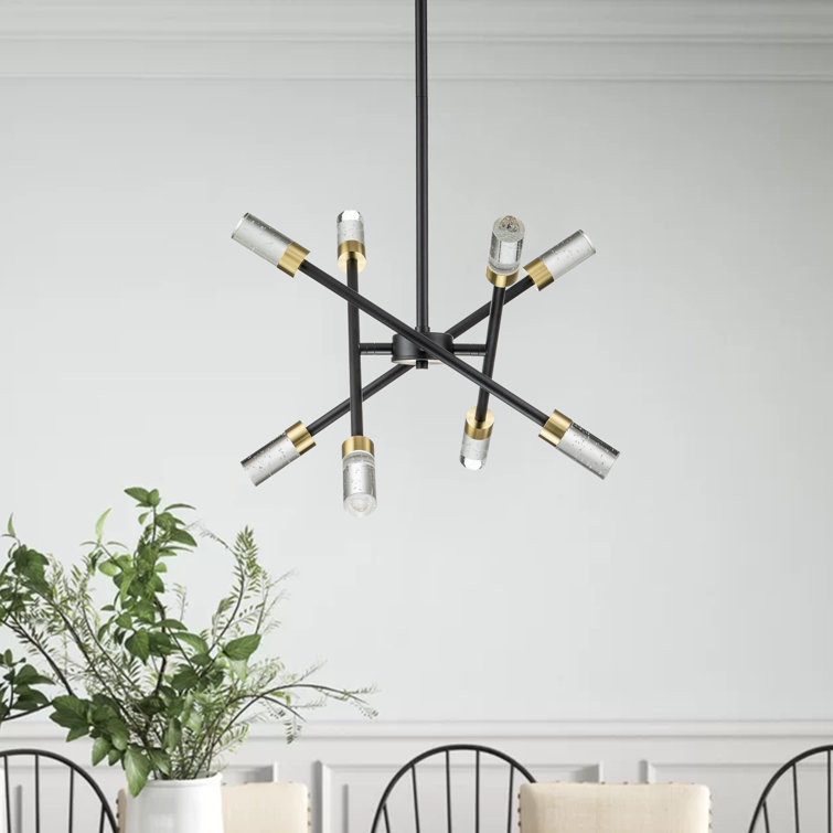 Black and Brass Crystal Sputnik LED Pendant Light