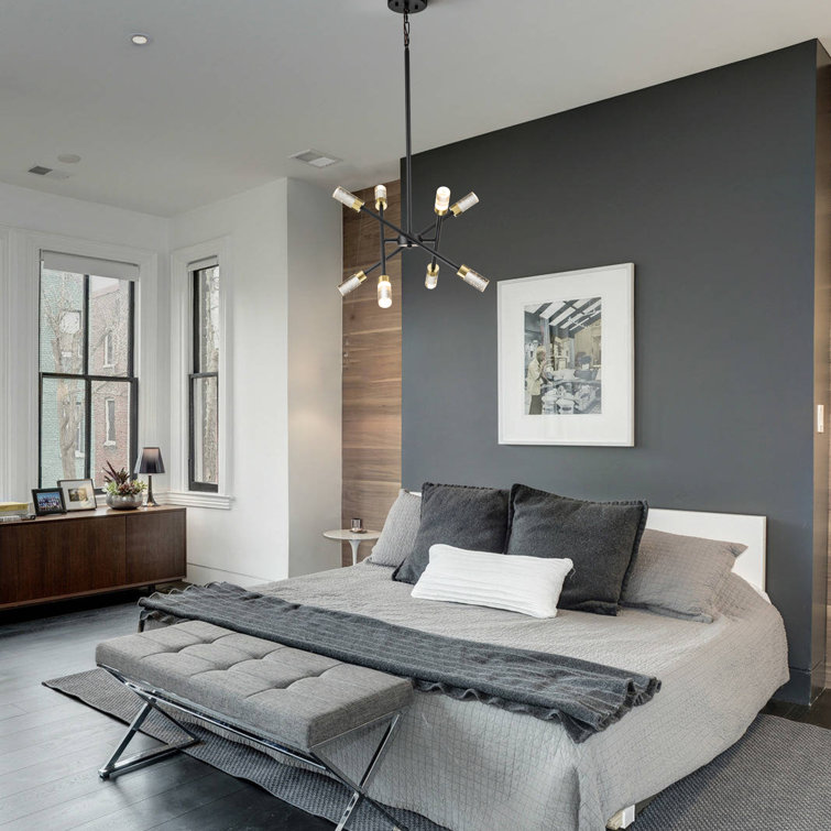 Black and Brass Crystal Sputnik LED Pendant Light