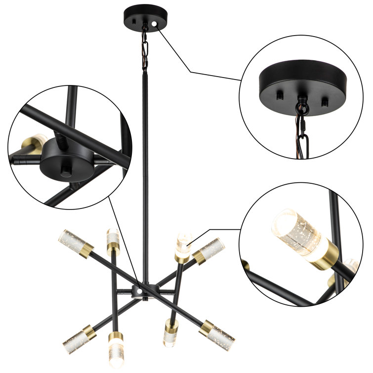 Black and Brass Crystal Sputnik LED Pendant Light