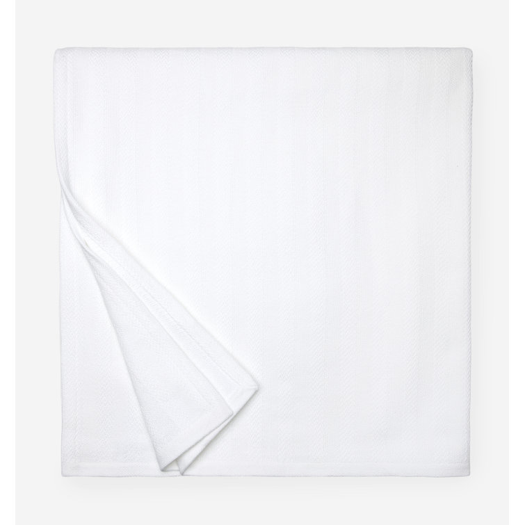 Tavira Sophisticated White Striped Cotton Full/Queen Blanket