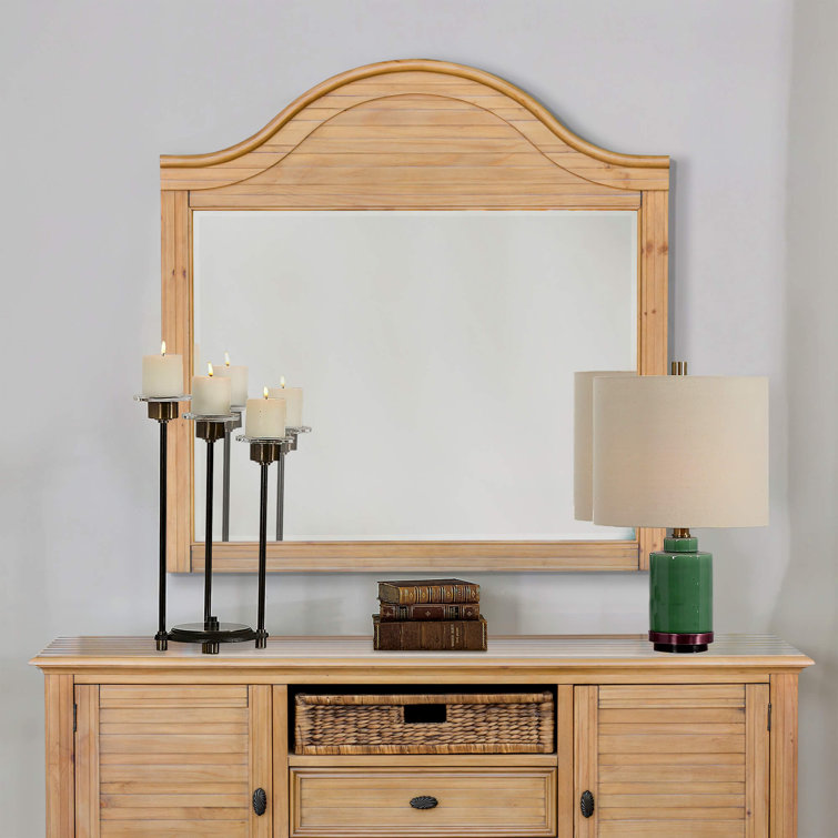 Vintage Rectangular Wood Mirror with Turned Finials