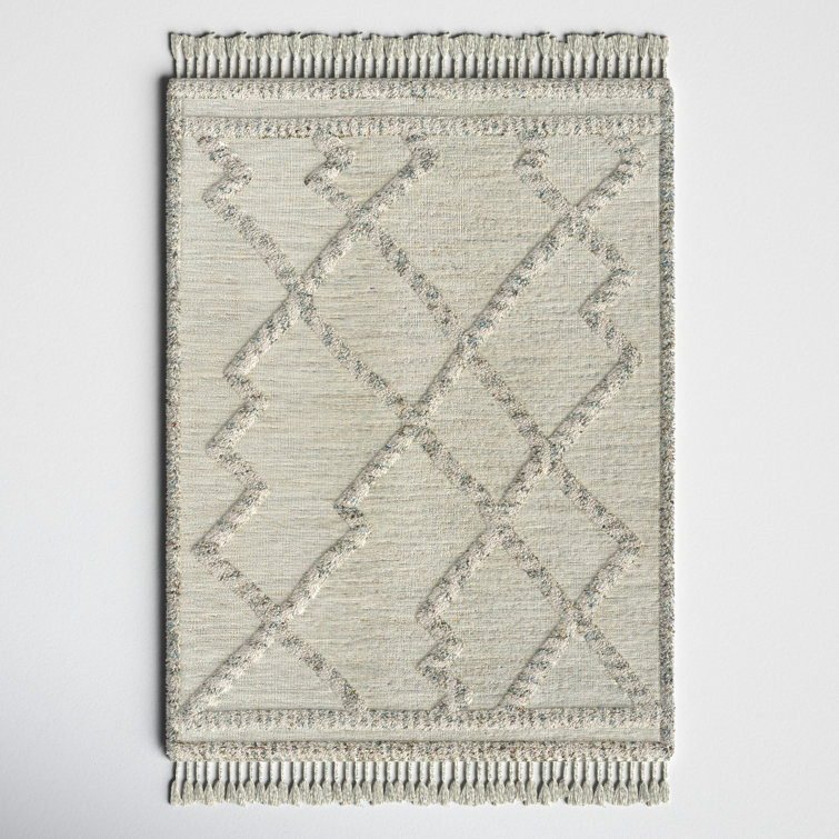 Leanna Moroccan Hand-Knotted Wool Light Gray/Ivory 2'x3' Area Rug