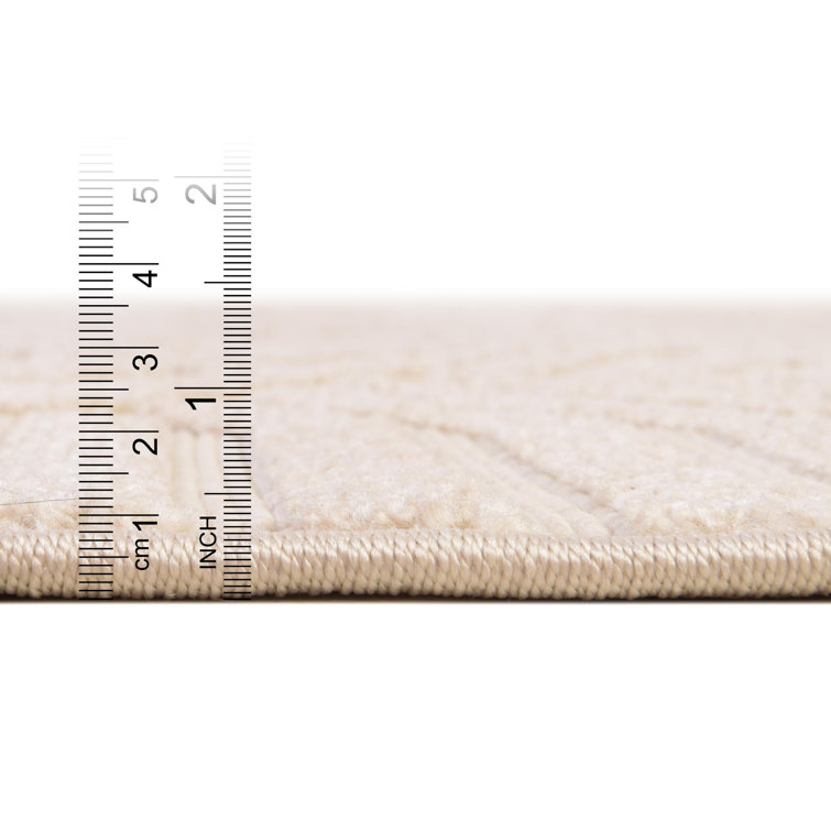 Beige Geometric Flat-Woven Outdoor Rug, 5' x 8', Reversible and Washable