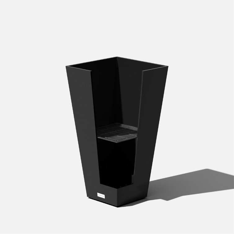 Black 26" Tall Modern Plastic Planter Set