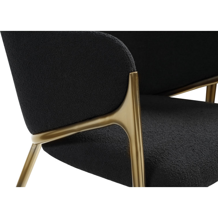 Nial Black Metal Arm Chair with Boucle Fabric