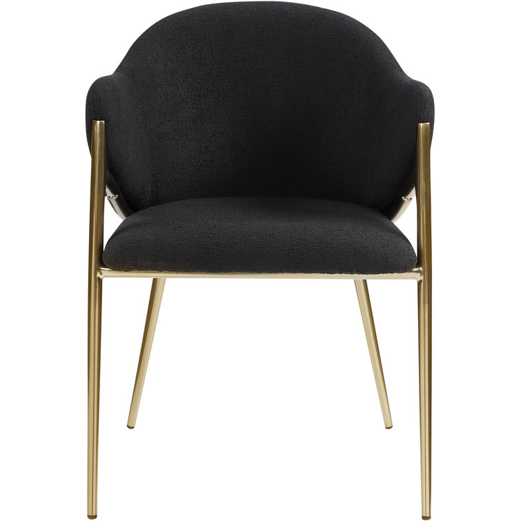 Nial Black Metal Arm Chair with Boucle Fabric