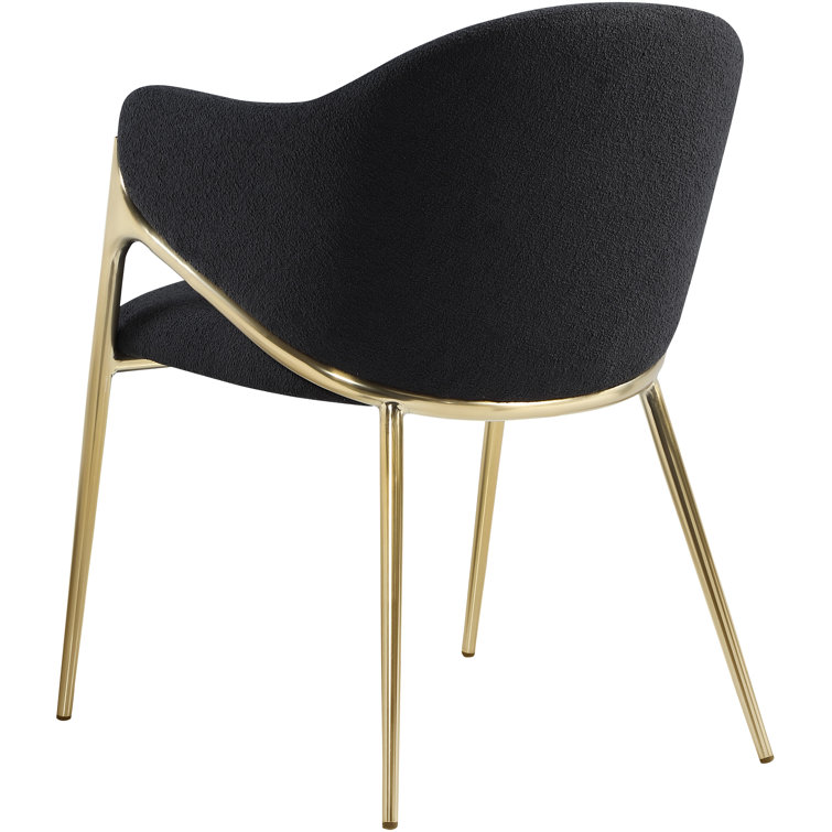 Nial Black Metal Arm Chair with Boucle Fabric