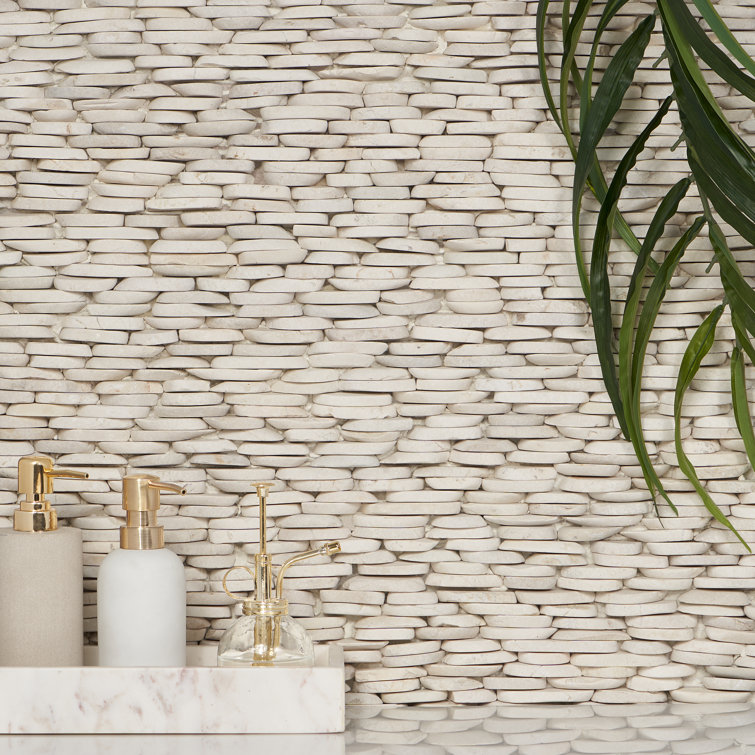 Natural White Slate Stacked Wall Mosaic Tile
