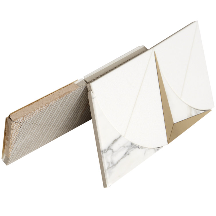 Larvotto White and Brass Polished Marble Mosaic Wall Tile