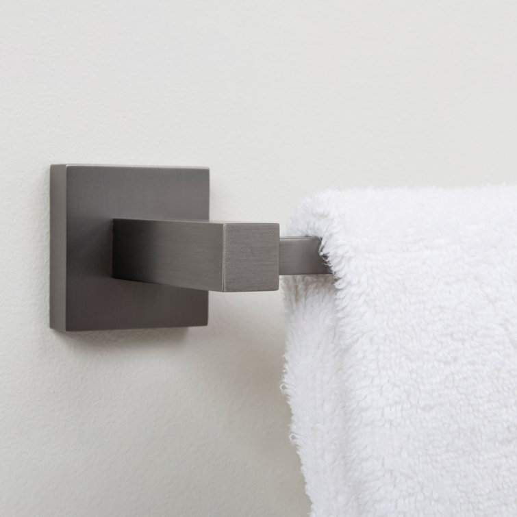 Gun Metal Gray 4-Piece Bathroom Hardware Set with Towel Bar