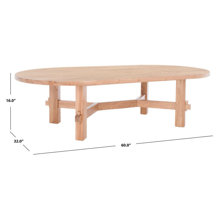 Natural Elm Oval Coffee Table with Trestle Base