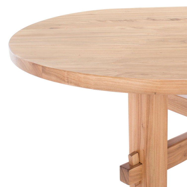 Natural Elm Oval Coffee Table with Trestle Base