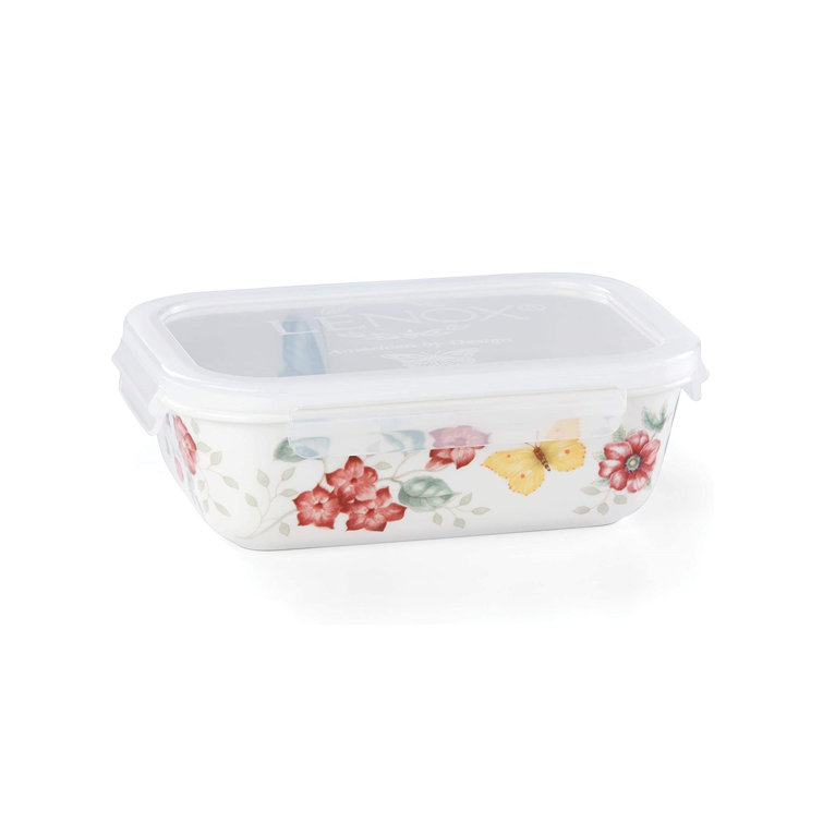 Butterfly Meadow White Rectangular Porcelain Food Storage Container
