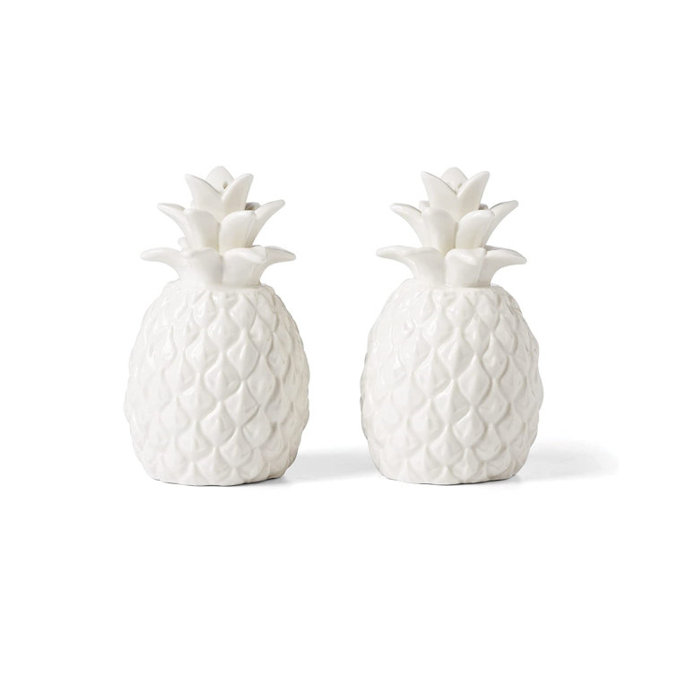 White Porcelain Pineapple Salt and Pepper Shaker Set