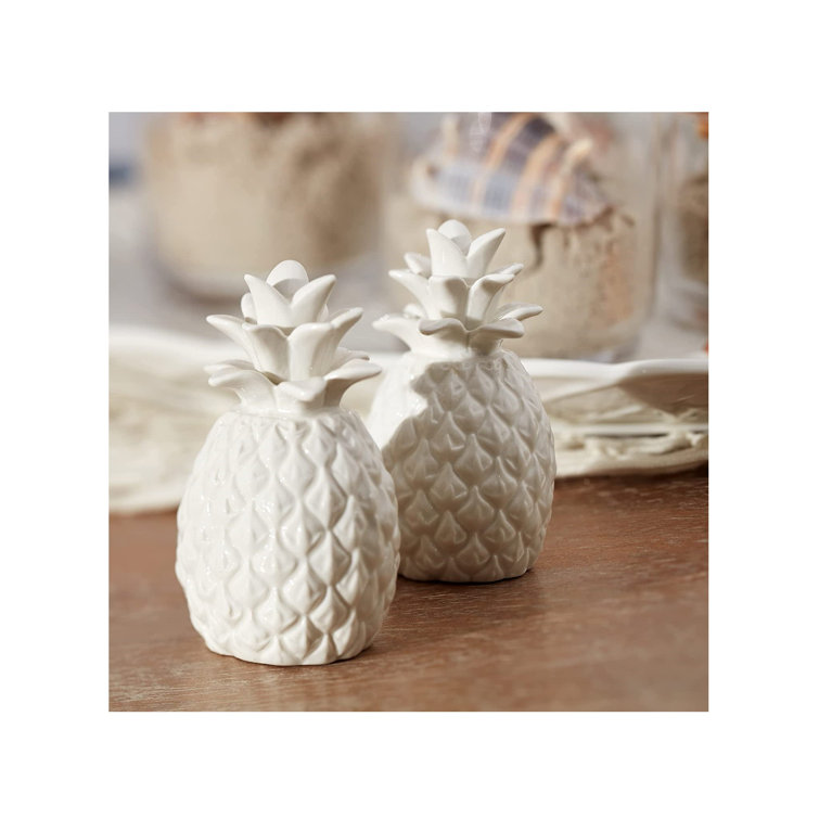 White Porcelain Pineapple Salt and Pepper Shaker Set