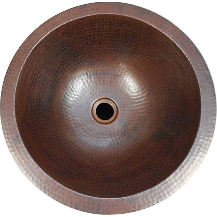 Hand Forged 15" Round Copper Hammered Bathroom Sink