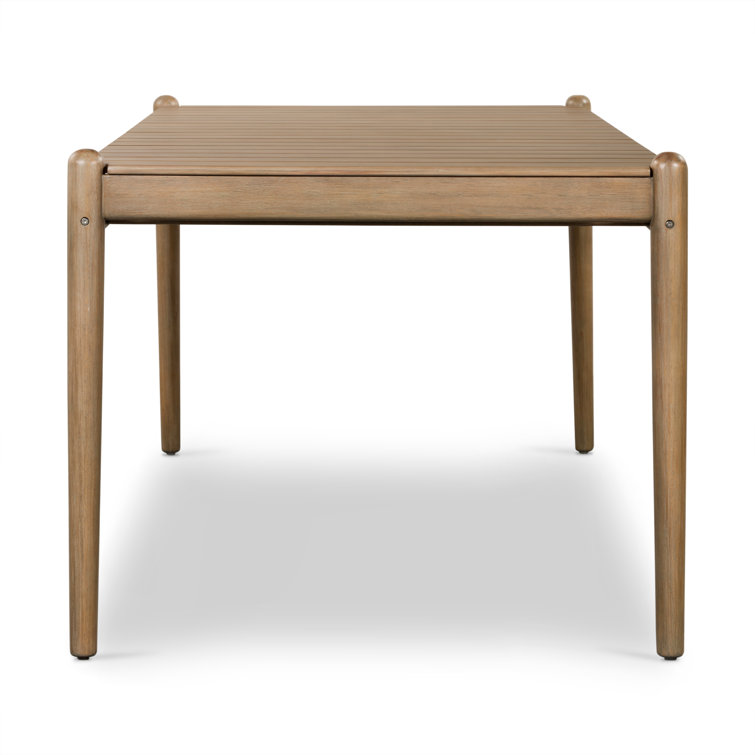 Eucalyptus Slatted Rectangular Dining Table with Tapered Legs - 81"