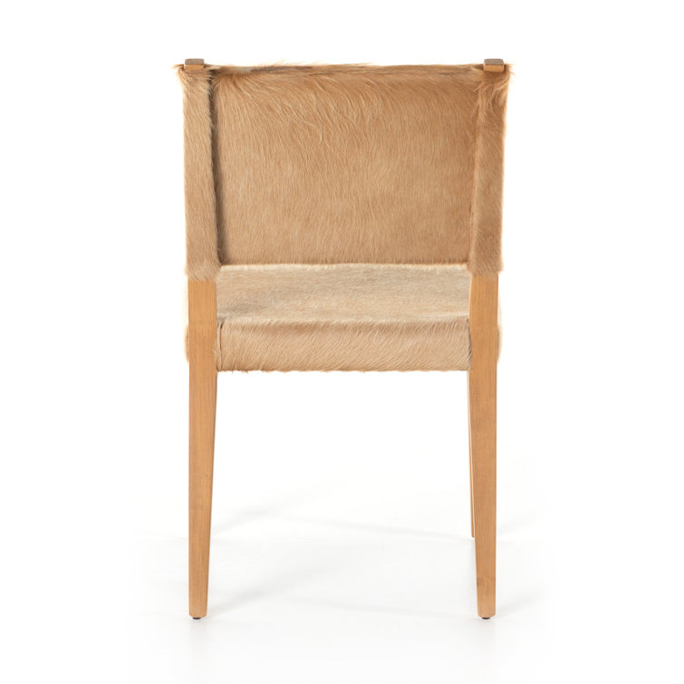 Palomino Leather Upholstered Side Chair with Wood Accents