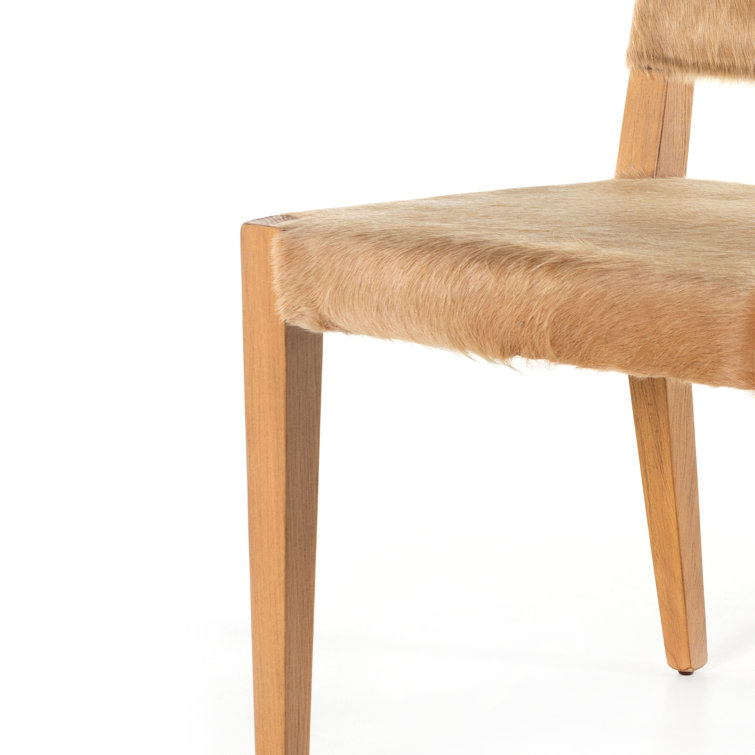 Palomino Leather Upholstered Side Chair with Wood Accents