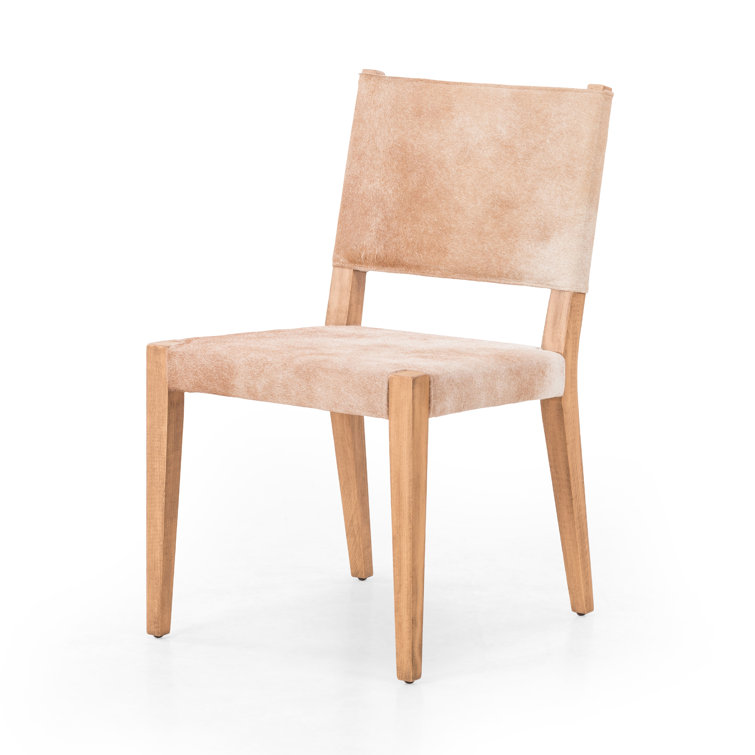 Palomino Leather Upholstered Side Chair with Wood Accents