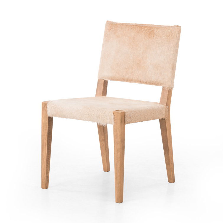 Palomino Leather Upholstered Side Chair with Wood Accents